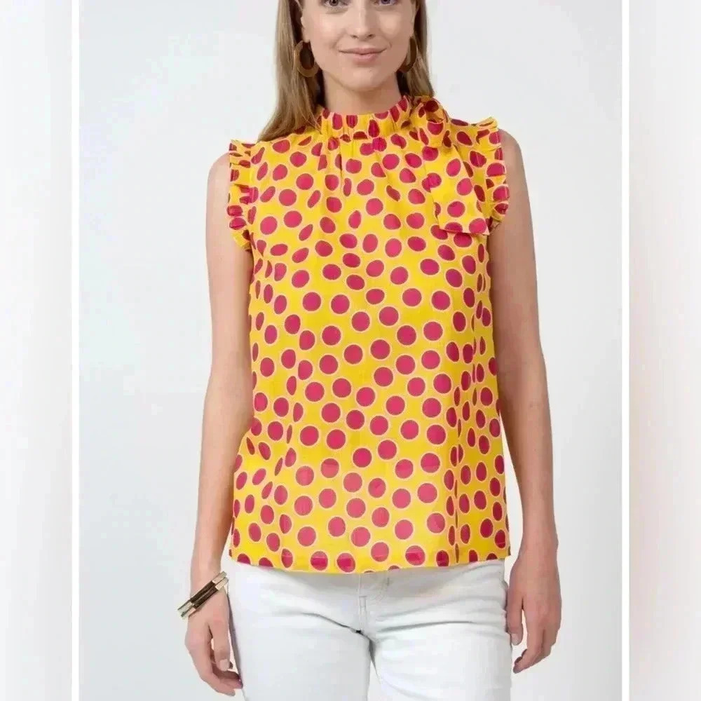 Ivy Jane Polka Dot- Ruffled Sleeves Size Small